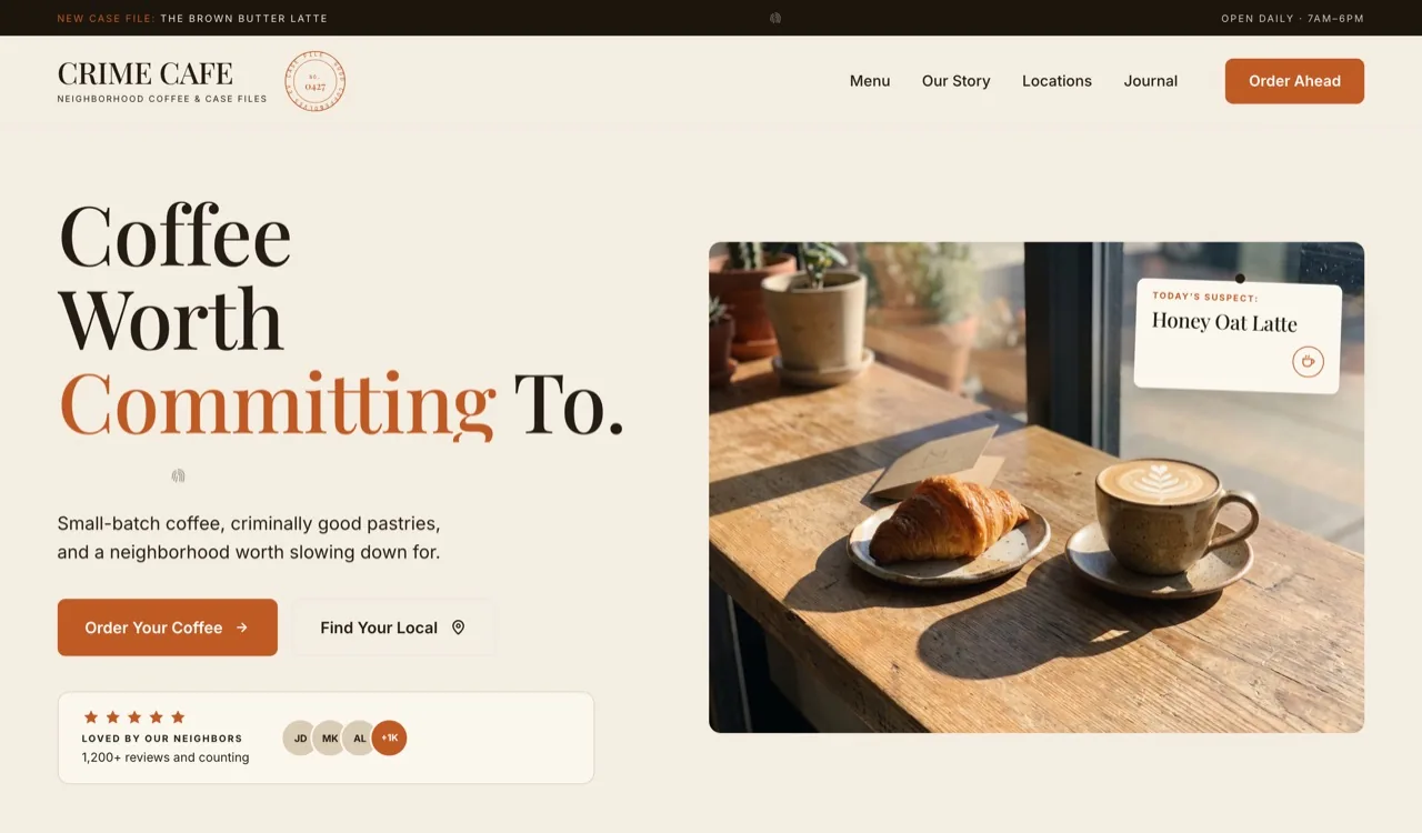 Crime Cafe design