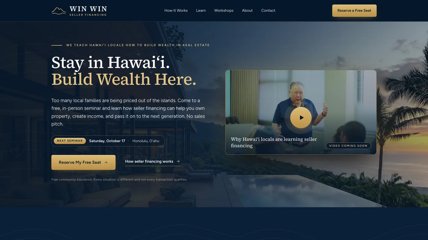 Win Win Seller Financing homepage